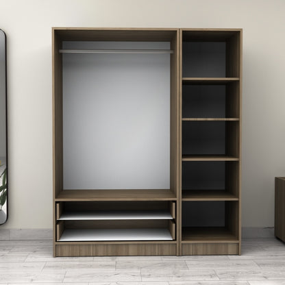 Ντουλάπα Ρούχων Victoria Τρίφυλλη με Συρτάρια Χρώμα Καρυδί 150x60x181