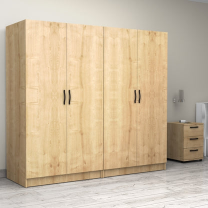 Ντουλάπα Ρούχων Victoria Τετράφυλλη Χρώμα Φυσικό Οξιάς 200x60x181