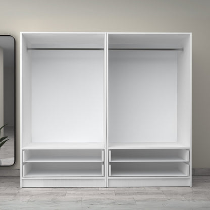 Ντουλάπα Ρούχων Victoria Τετράφυλλη με Συρτάρια Χρώμα Λευκό 200x60x181