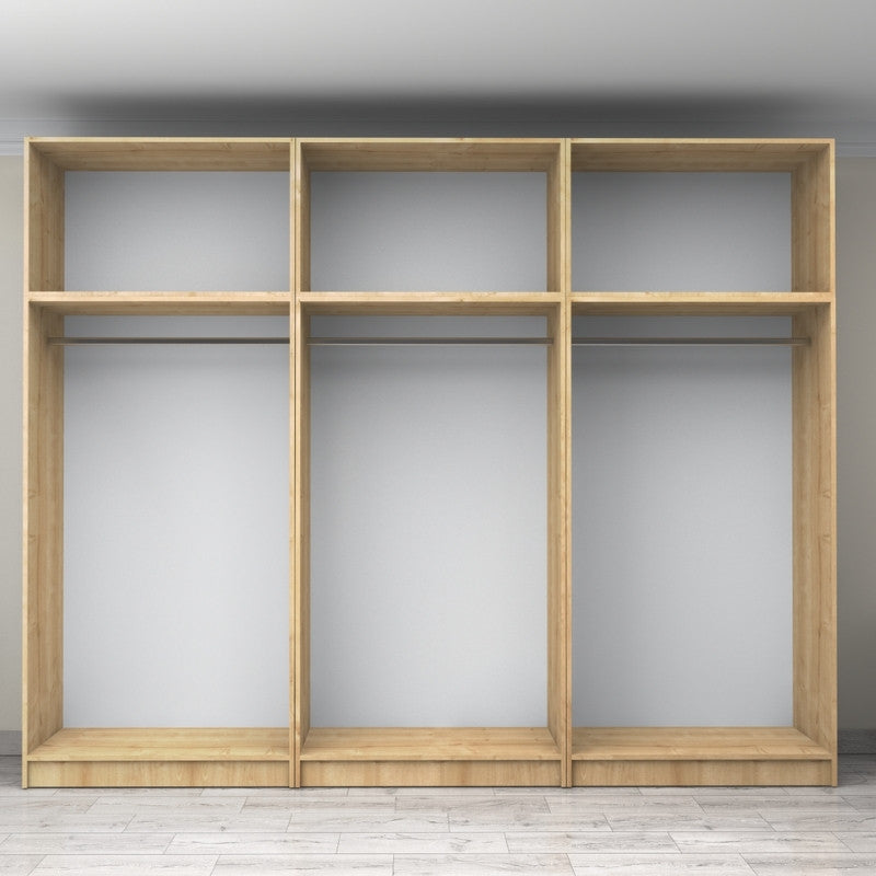 Ντουλάπα Ρούχων Victoria Εξάφυλλη με Πατάρι Χρώμα Φυσικό Οξιάς 300x60x240