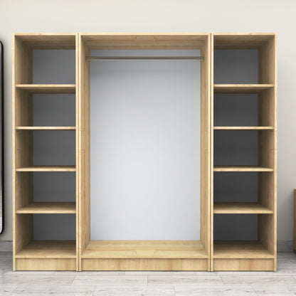 Ντουλάπα Ρούχων Victoria Τετράφυλλη Χρώμα Φυσικό Οξιάς 200x60x181