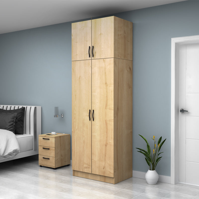 Ντουλάπα Ρούχων Vivian Δίφυλλη με Πατάρι Χρώμα Φυσικό Οξιάς 80x51,8x240