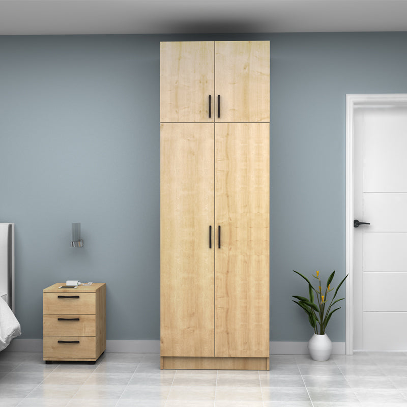 Ντουλάπα Ρούχων Vivian Δίφυλλη με Πατάρι Χρώμα Φυσικό Οξιάς 80x51,8x240