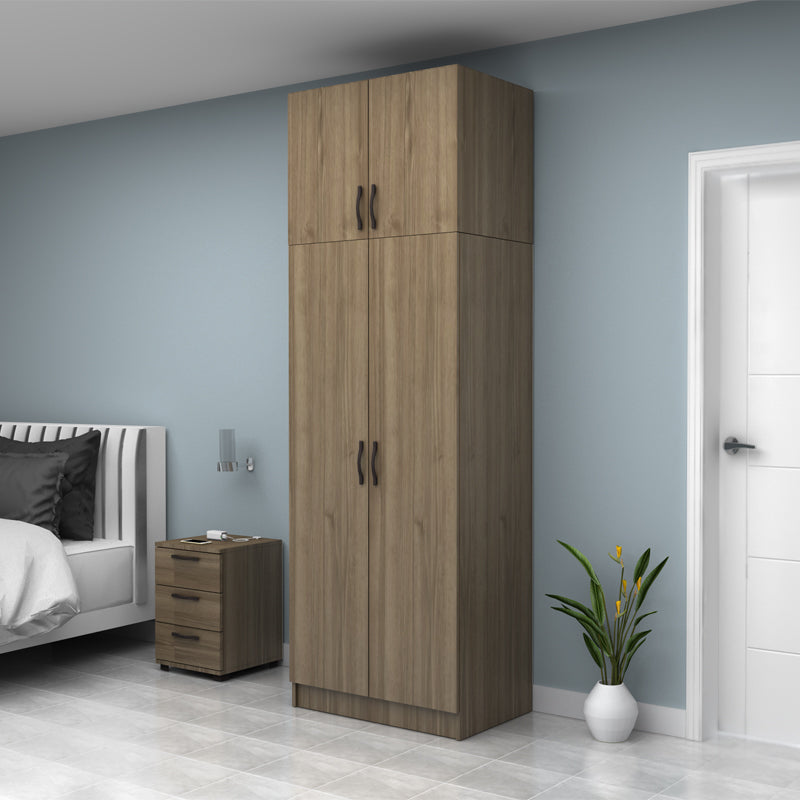 Ντουλάπα Ρούχων Vivian Δίφυλλη με Πατάρι Χρώμα Καρυδί 80x51,8x240