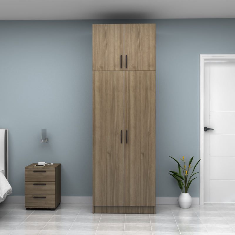 Ντουλάπα Ρούχων Vivian Δίφυλλη με Πατάρι Χρώμα Καρυδί 80x51,8x240