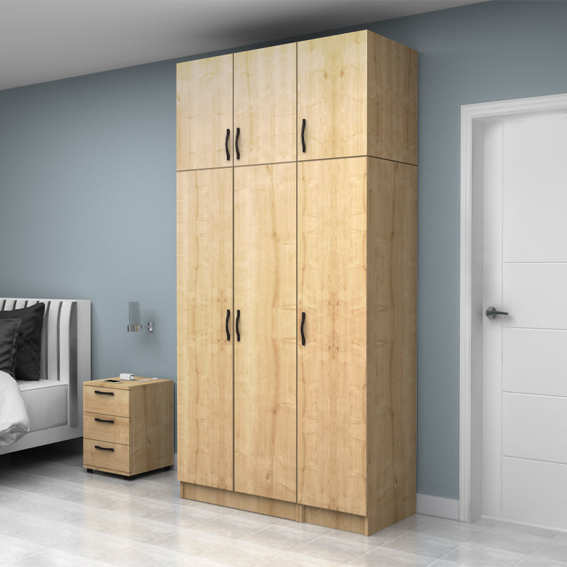 Ντουλάπα Ρούχων Vivian Τρίφυλλη με Πατάρι Χρώμα Φυσικό Οξιάς 120x51,8x240