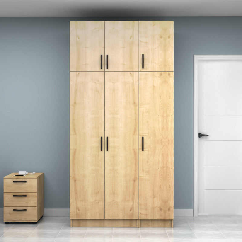 Ντουλάπα Ρούχων Vivian Τρίφυλλη με Πατάρι Χρώμα Φυσικό Οξιάς 120x51,8x240