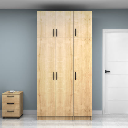 Ντουλάπα Ρούχων Vivian Τρίφυλλη με Πατάρι Χρώμα Φυσικό Οξιάς 120x51,8x240