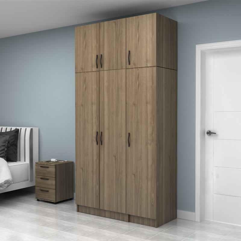 Ντουλάπα Ρούχων Vivian Τρίφυλλη με Πατάρι Χρώμα Καρυδί 120x51,8x240