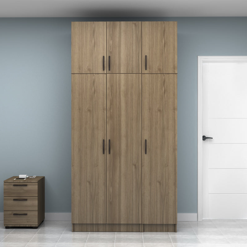 Ντουλάπα Ρούχων Vivian Τρίφυλλη με Πατάρι Χρώμα Καρυδί 120x51,8x240