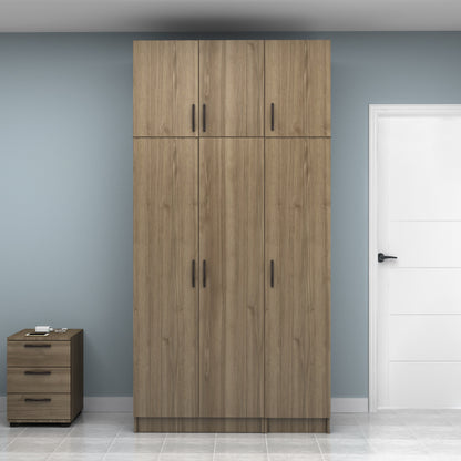 Ντουλάπα Ρούχων Vivian Τρίφυλλη με Πατάρι Χρώμα Καρυδί 120x51,8x240