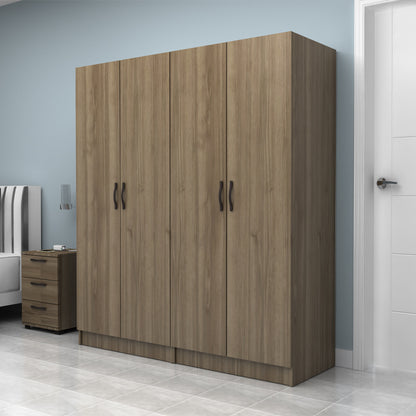 Ντουλάπα Ρούχων Vivian Τετράφυλλη Χρώμα Καρυδί 160x51,8x181