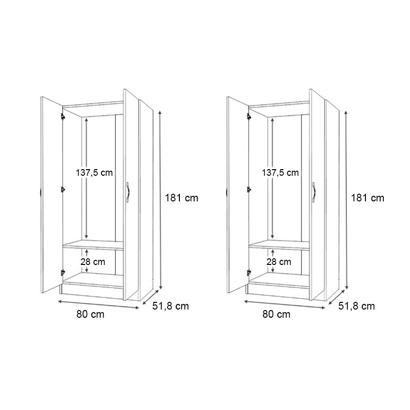 Ντουλάπα Ρούχων Vivian Τετράφυλλη Χρώμα Καρυδί 160x51,8x181