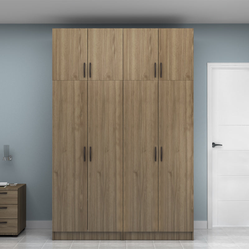 Ντουλάπα Ρούχων Vivian Τετράφυλλη με Πατάρι Χρώμα Καρυδί 160x51,8x240