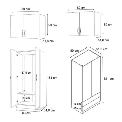 Ντουλάπα Ρούχων Vivian Τετράφυλλη με Πατάρι και Συρτάρια Χρώμα Φυσικό Οξιάς 160x51,8x240