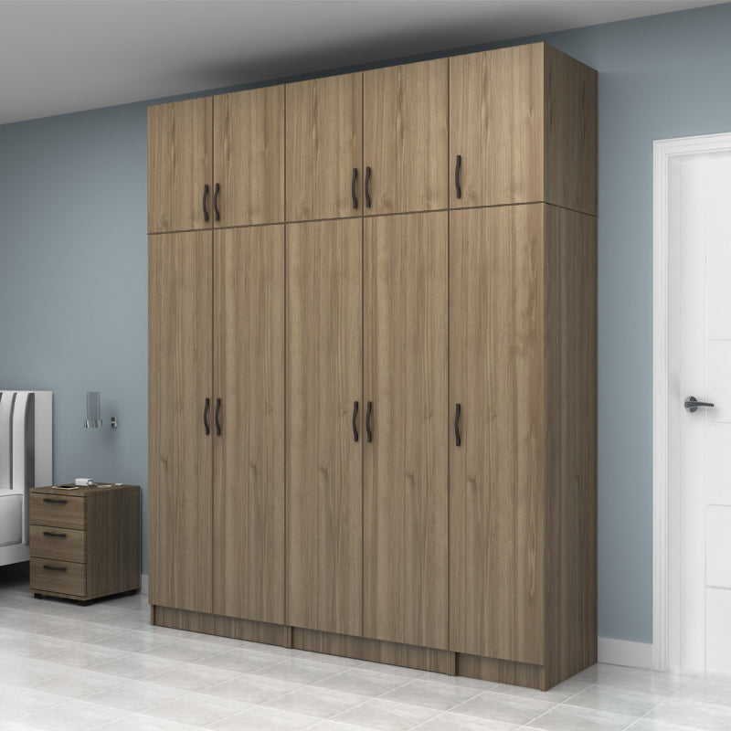 Ντουλάπα Ρούχων Vivian Πεντάφυλλη με Πατάρι Χρώμα Καρυδί 200x51,8x240