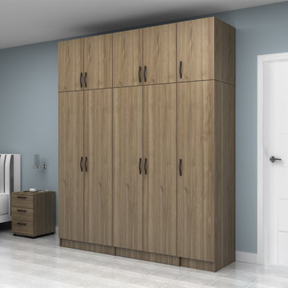 Ντουλάπα Ρούχων Vivian Πεντάφυλλη με Πατάρι Χρώμα Καρυδί 200x51,8x240