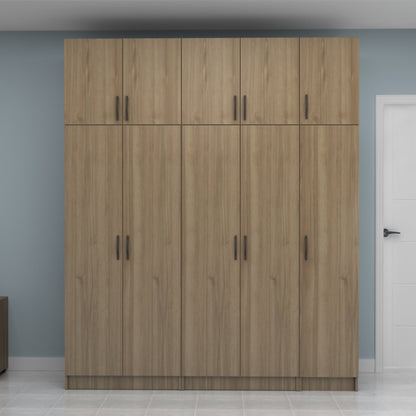 Ντουλάπα Ρούχων Vivian Πεντάφυλλη με Πατάρι Χρώμα Καρυδί 200x51,8x240