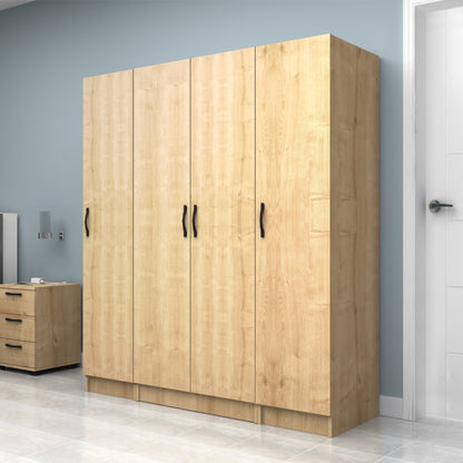 Ντουλάπα Ρούχων Vivian Τετράφυλλη Χρώμα Φυσικό Οξιάς 160x51,8x181