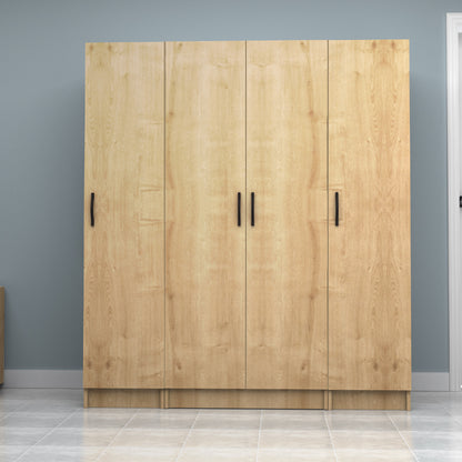 Ντουλάπα Ρούχων Vivian Τετράφυλλη Χρώμα Φυσικό Οξιάς 160x51,8x181
