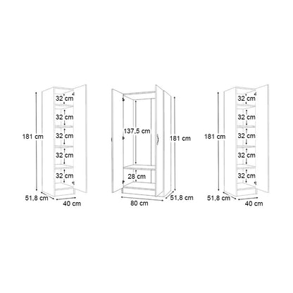Ντουλάπα Ρούχων Vivian Τετράφυλλη Χρώμα Φυσικό Οξιάς 160x51,8x181