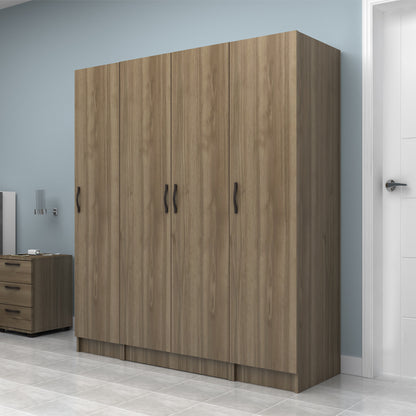 Ντουλάπα Ρούχων Vivian Τετράφυλλη Χρώμα Καρυδί 160x51,8x181