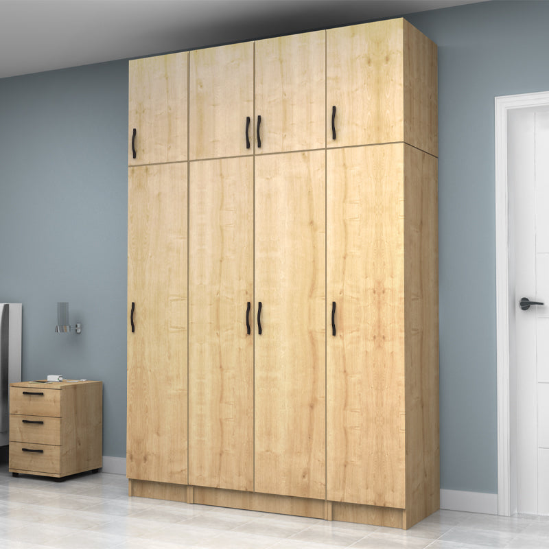 Ντουλάπα Ρούχων Vivian Τετράφυλλη με Πατάρι Χρώμα Φυσικό Οξιάς 160x51,8x240