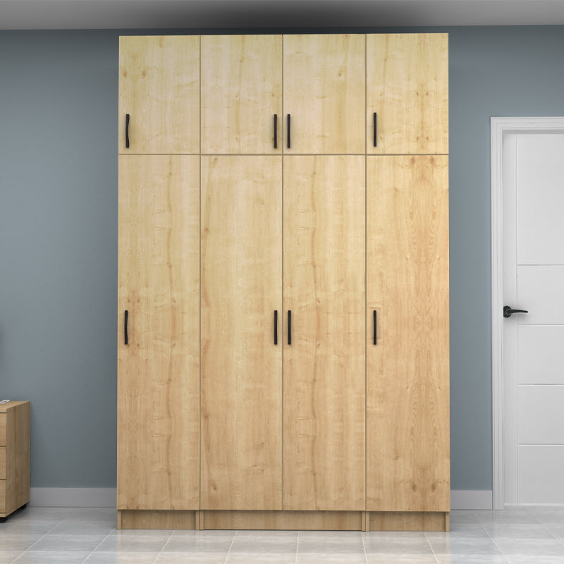 Ντουλάπα Ρούχων Vivian Τετράφυλλη με Πατάρι Χρώμα Φυσικό Οξιάς 160x51,8x240