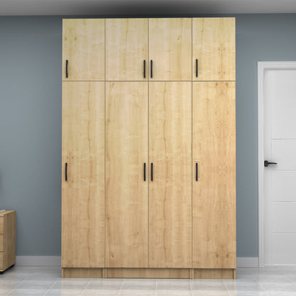 Ντουλάπα Ρούχων Vivian Τετράφυλλη με Πατάρι Χρώμα Φυσικό Οξιάς 160x51,8x240