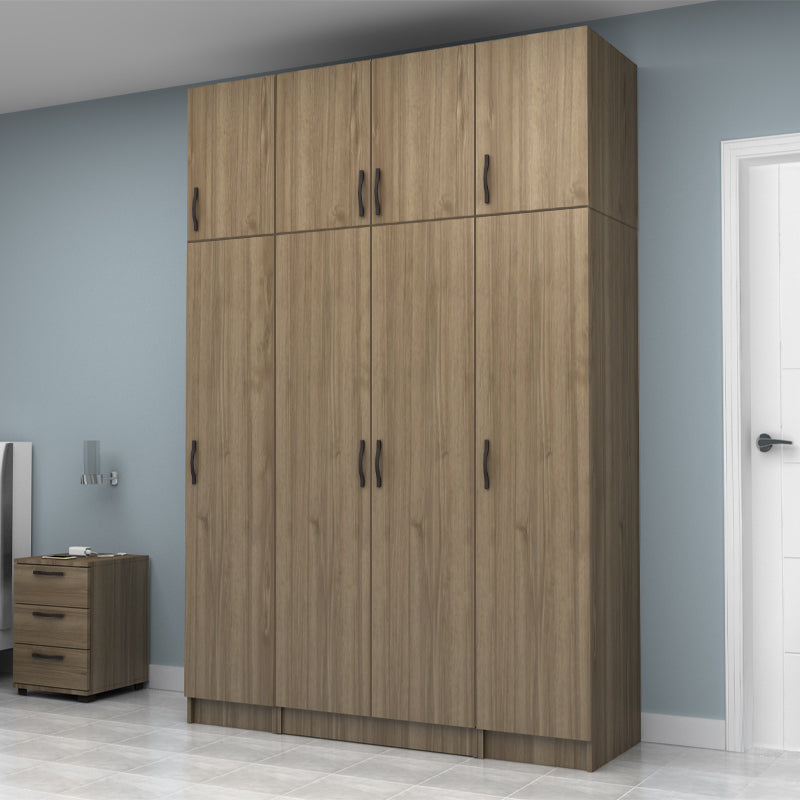 Ντουλάπα Ρούχων Vivian Τετράφυλλη με Πατάρι Χρώμα Καρυδί 160x51,8x240