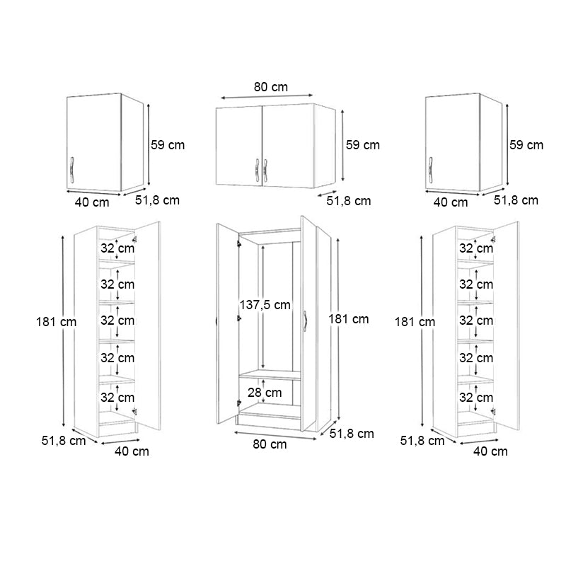 Ντουλάπα Ρούχων Vivian Τετράφυλλη με Πατάρι Χρώμα Καρυδί 160x51,8x240