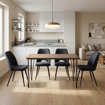 Σετ Τραπεζαρία 5 Τμχ Roger - Christy MDF - Ύφασμα Χρώμα Ακακίας - Ανθρακί 120x70x75