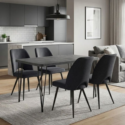 Σετ Τραπεζαρία 5 Τμχ Roger - Christy MDF - Ύφασμα Χρώμα Σκούρο Γκρι Σκυροδέματος - Ανθρακί 120x70x75