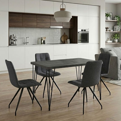 Σετ Τραπεζαρία 5 Τμχ Roger - Bianca MDF - Ύφασμα Χρώμα Σκούρο Γκρι Σκυροδέματος - Γκρι 120x70x75