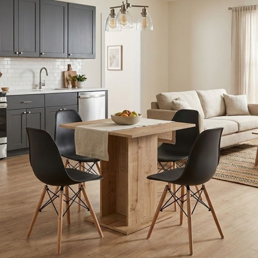 Σετ Τραπεζαρία 5 Τμχ Allos - Nova Χρώμα Sapphire Oak - Μαύρο 75x75x77
