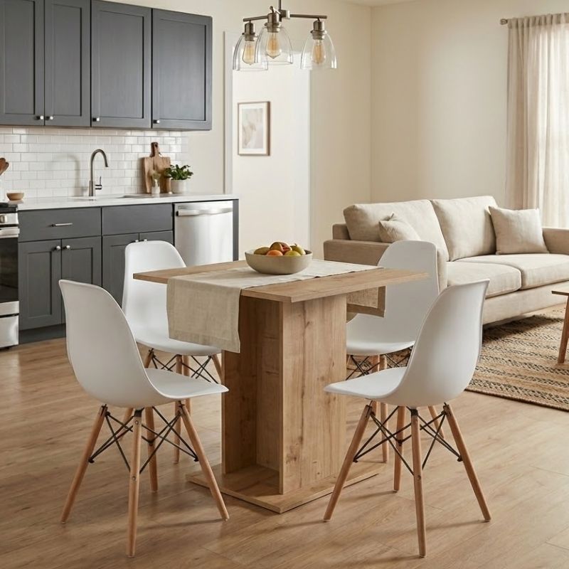 Σετ Τραπεζαρία 5 Τμχ Allos - Nova Χρώμα Sapphire Oak - Λευκό 75x75x77