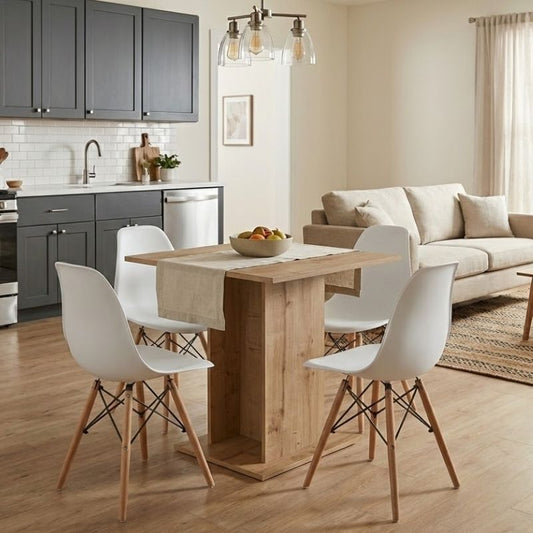Σετ Τραπεζαρία 5 Τμχ Allos - Nova Χρώμα Sapphire Oak - Λευκό 75x75x77