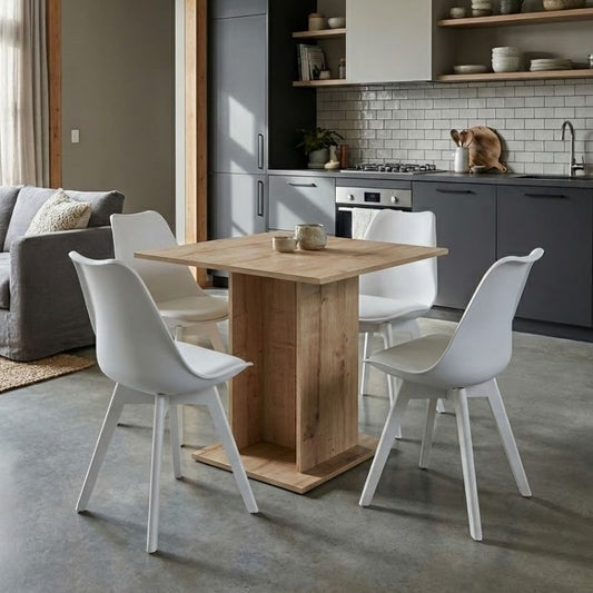 Σετ Τραπεζαρία 5 Τμχ Allos - Viva Χρώμα Sapphire Oak - Λευκό 75x75x77