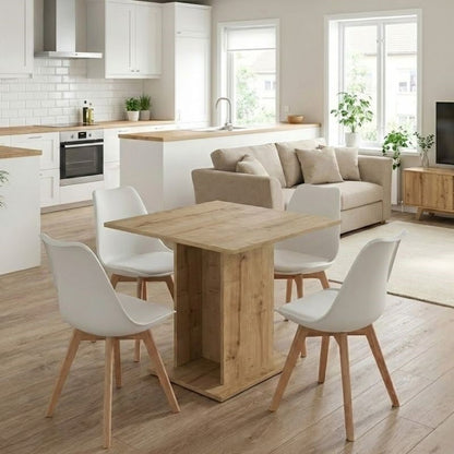 Σετ Τραπεζαρία 5 Τμχ Allos - Viva Χρώμα Sapphire Oak - Λευκό/Φυσικό Πόδι 75x75x77