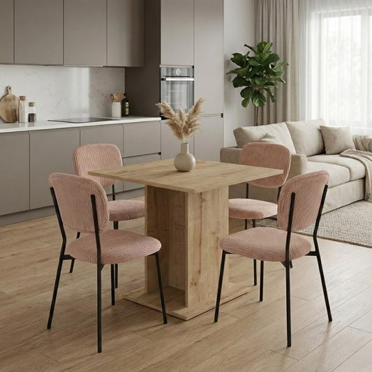 Σετ Τραπεζαρία 5 Τμχ Allos - Kevin Χρώμα Sapphire Oak - Μόκα 75x75x77