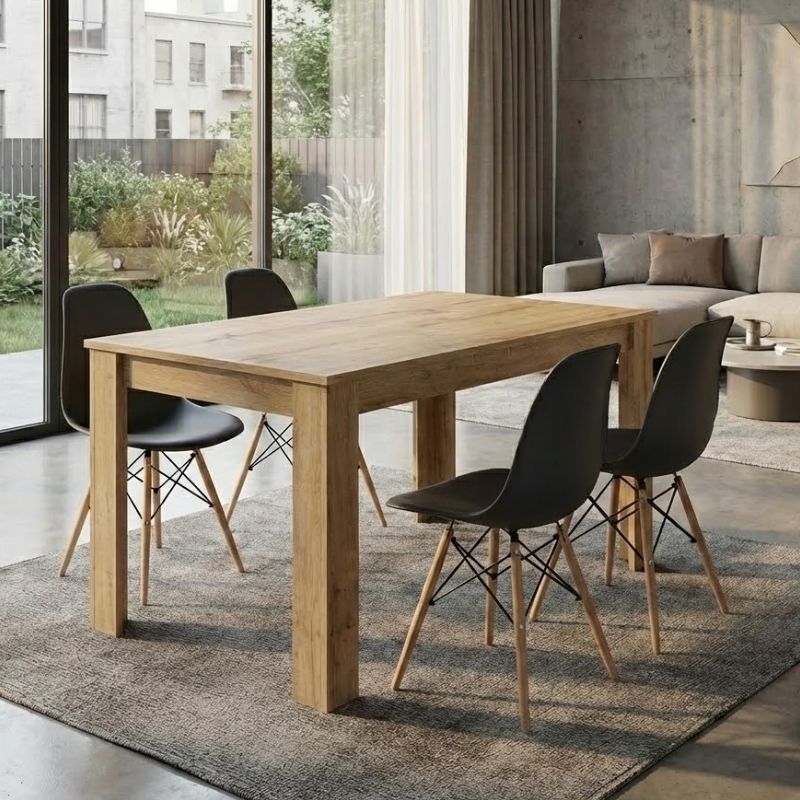 Σετ Τραπεζαρία 5 Τμχ Darlen - Nova Χρώμα Sapphire Oak - Μαύρο 125x72x74
