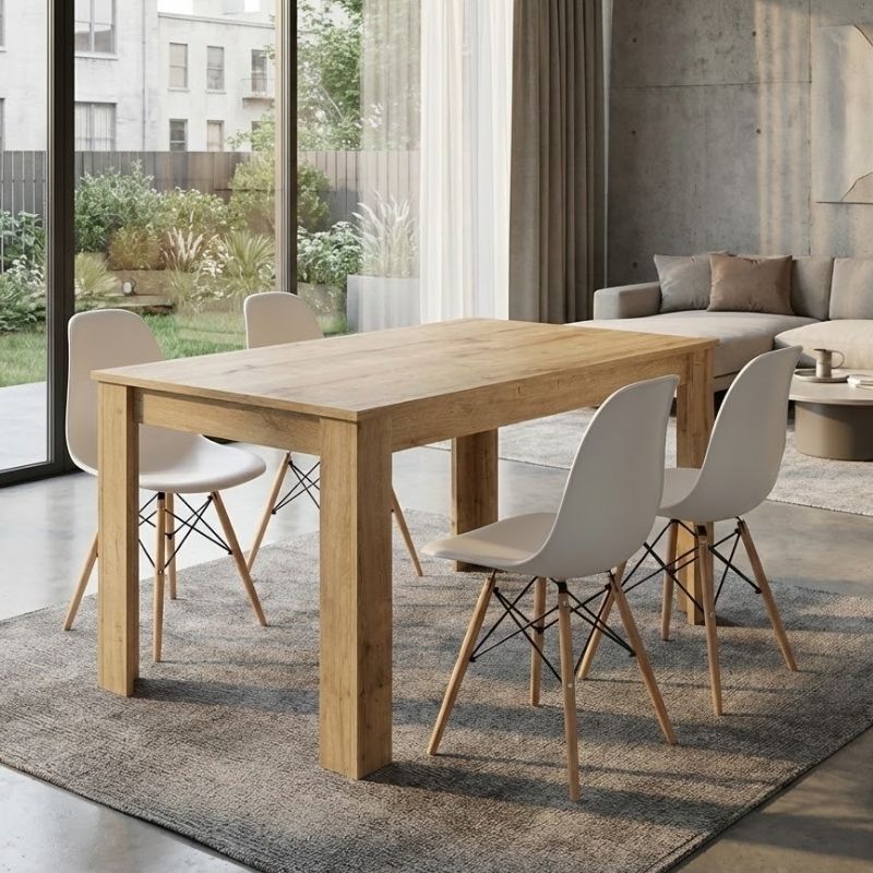 Σετ Τραπεζαρία 5 Τμχ Darlen - Nova Χρώμα Sapphire Oak - Λευκό 125x72x74