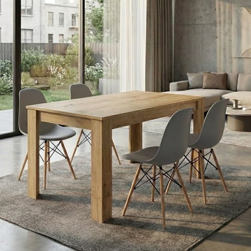 Σετ Τραπεζαρία 5 Τμχ Darlen - Nova Χρώμα Sapphire Oak - Γκρι 125x72x74