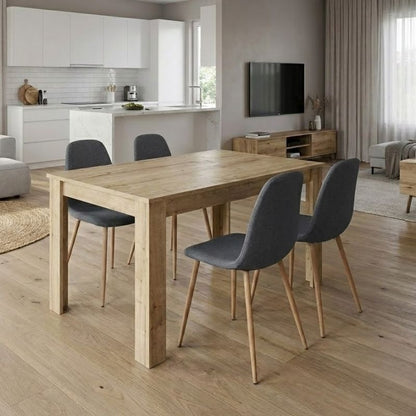 Σετ Τραπεζαρία 5 Τμχ Darlen - Iris Χρώμα Sapphire Oak - Γκρι/Φυσικό Πόδι 125x72x74