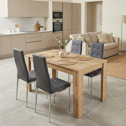 Σετ Τραπεζαρία 5 Τμχ Darlen - Rosa Χρώμα Sapphire Oak - Γκρι/Χρωμίου Πόδι 125x72x74