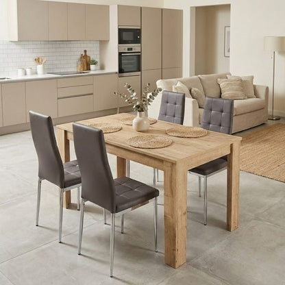 Σετ Τραπεζαρία 5 Τμχ Darlen - Rosa Χρώμα Sapphire Oak - Καφέ/Χρωμίου Πόδι 125x72x74
