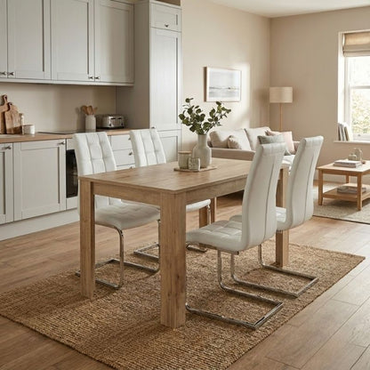Σετ Τραπεζαρία 5 Τμχ Darlen - Vela Χρώμα Sapphire Oak - Λευκό 125x72x74