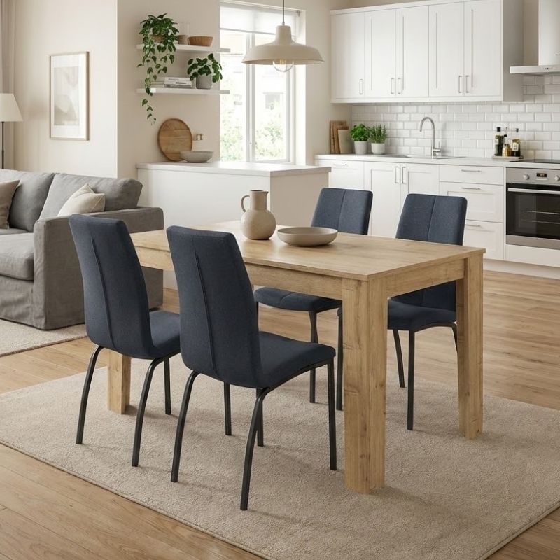 Σετ Τραπεζαρία 5 Τμχ Darlen - Fina Χρώμα Sapphire Oak - Ανθρακί 125x72x74