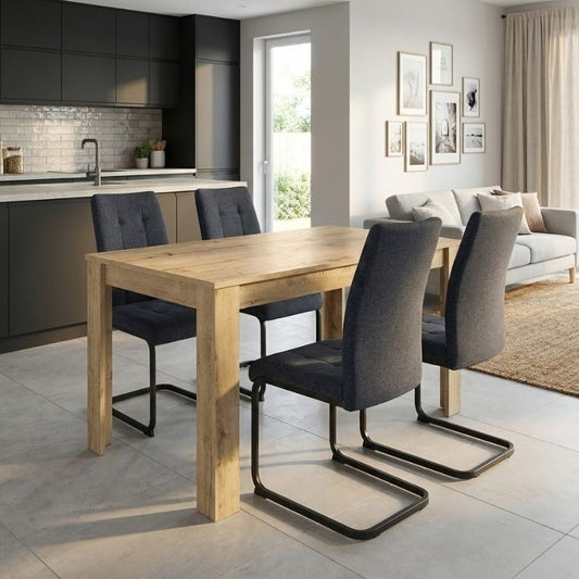 Σετ Τραπεζαρία 5 Τμχ Darlen - Laura Χρώμα Sapphire Oak - Ανθρακί 125x72x74