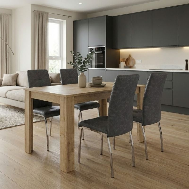Σετ Τραπεζαρία 5 Τμχ Darlen - Alma Χρώμα Sapphire Oak - Γκρι 125x72x74